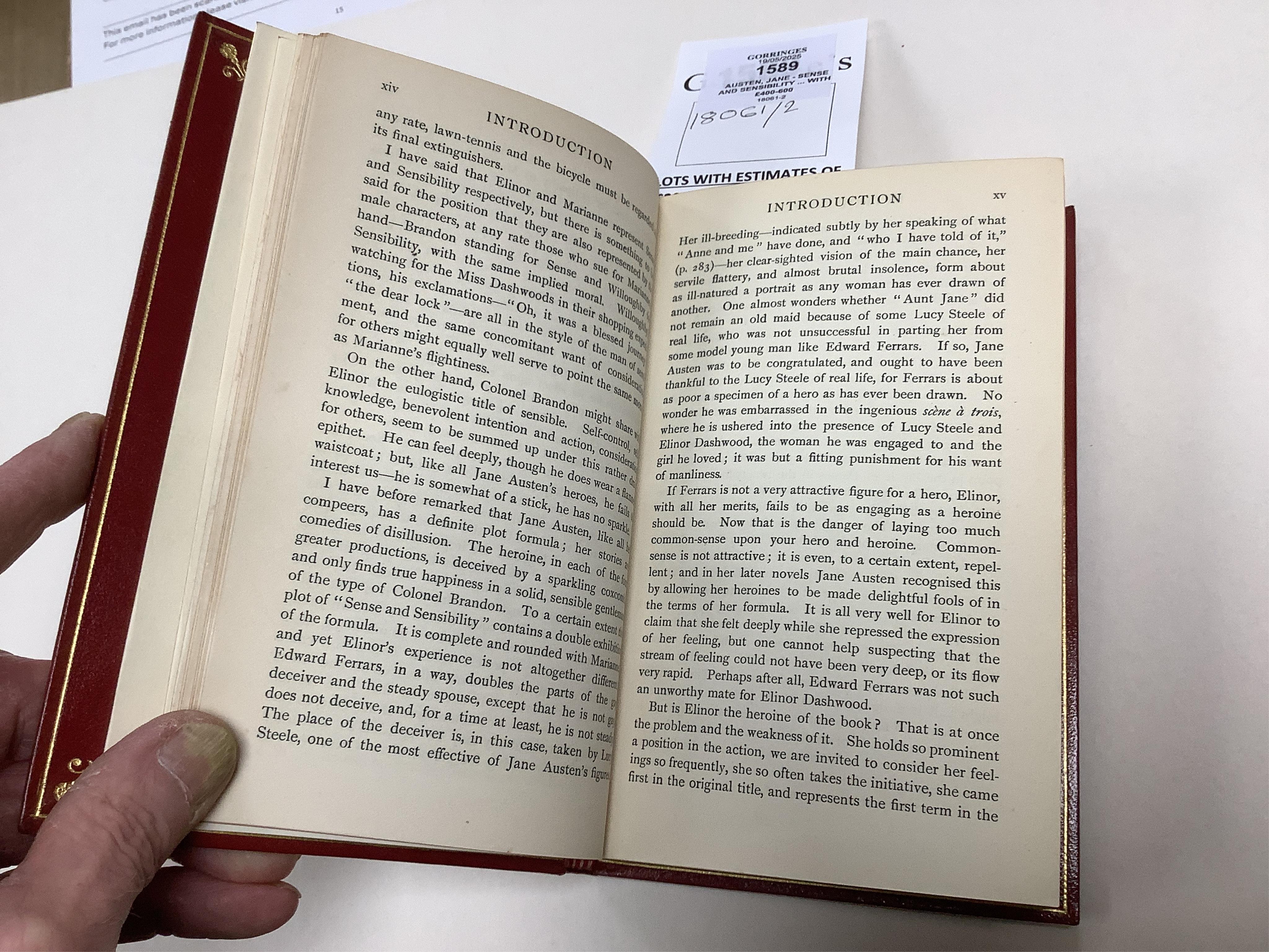 Austen, Jane - Sense and Sensibility ... with an Introduction by Joseph Jacobs and Illustrations by Chris Hammond. first edition thus. frontis. and num. other illus. (11 full page), half title; rebound later 20th cent. g